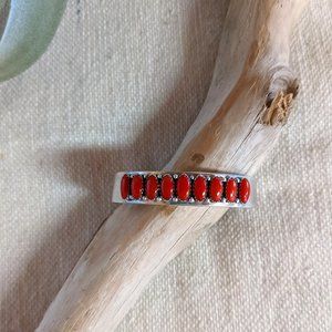 Red Coral & Sterling Silver Cuff Bracelet